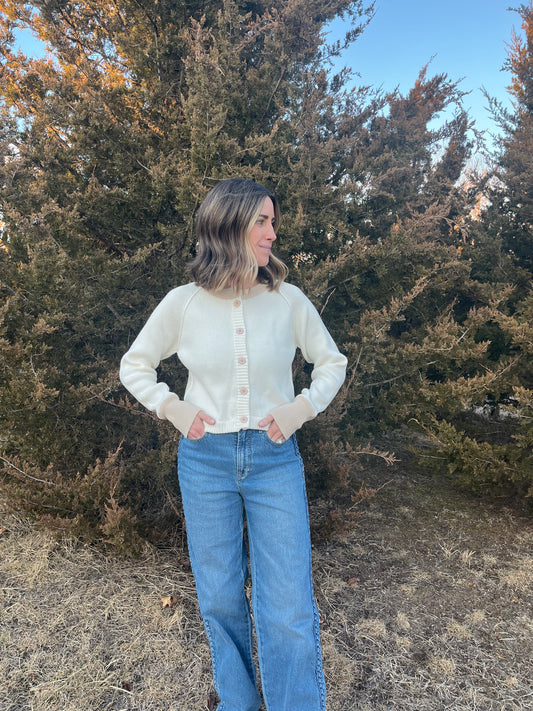 Cream & tan cardigan