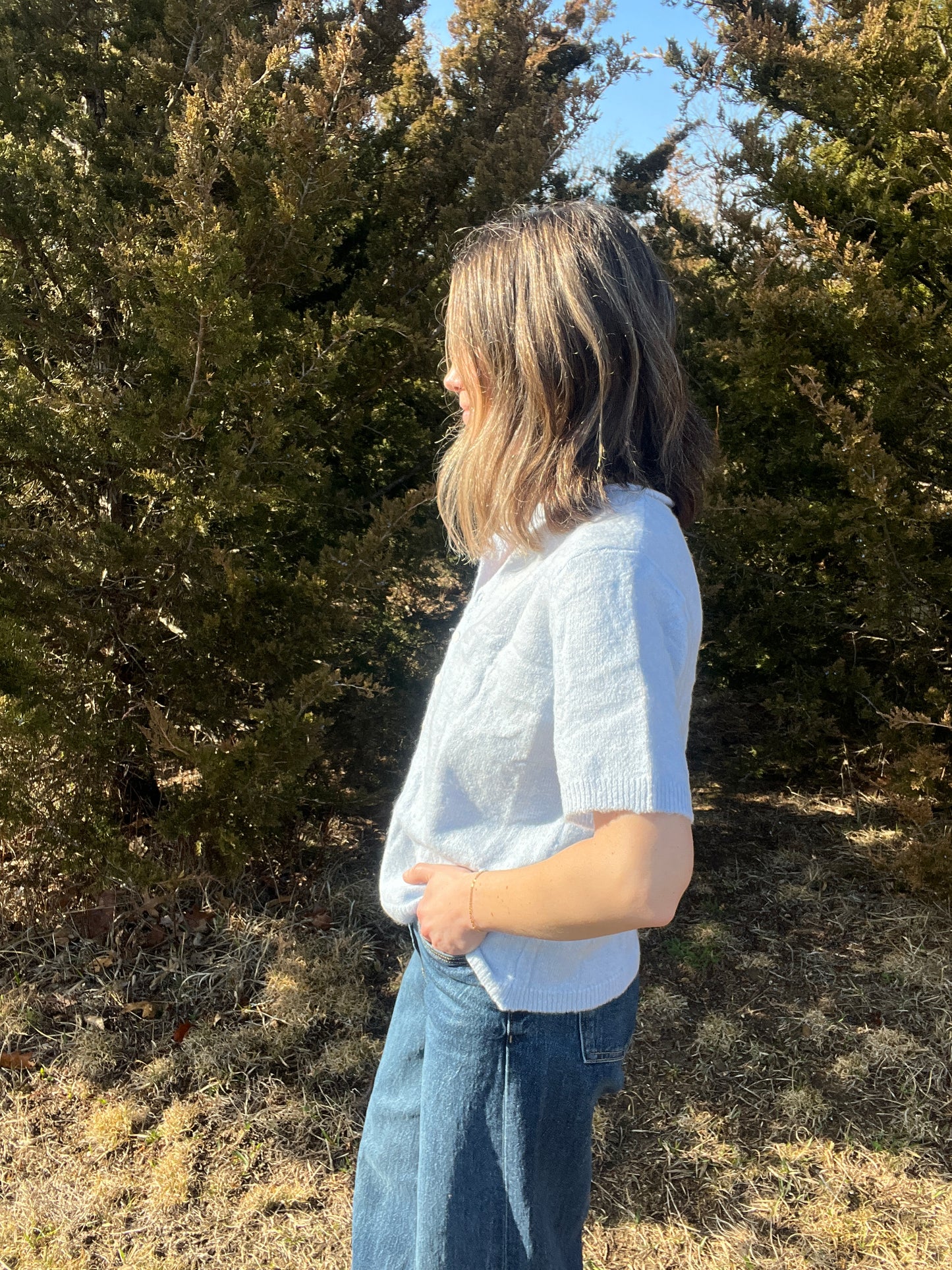 blue cardi
