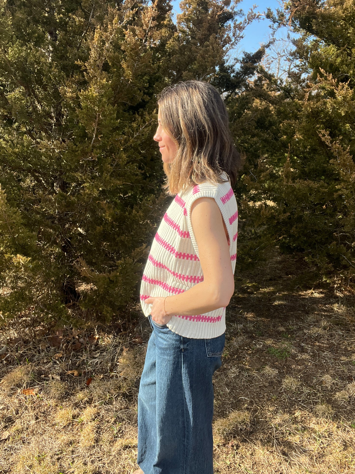 pink striped tank