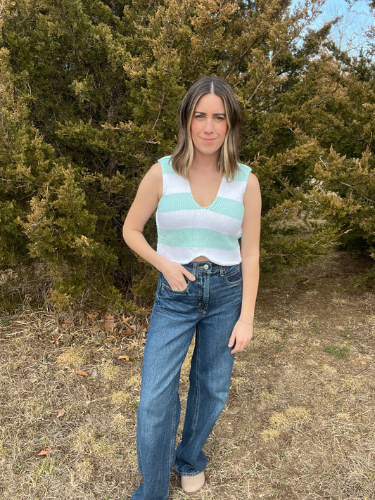 mint stripes tank