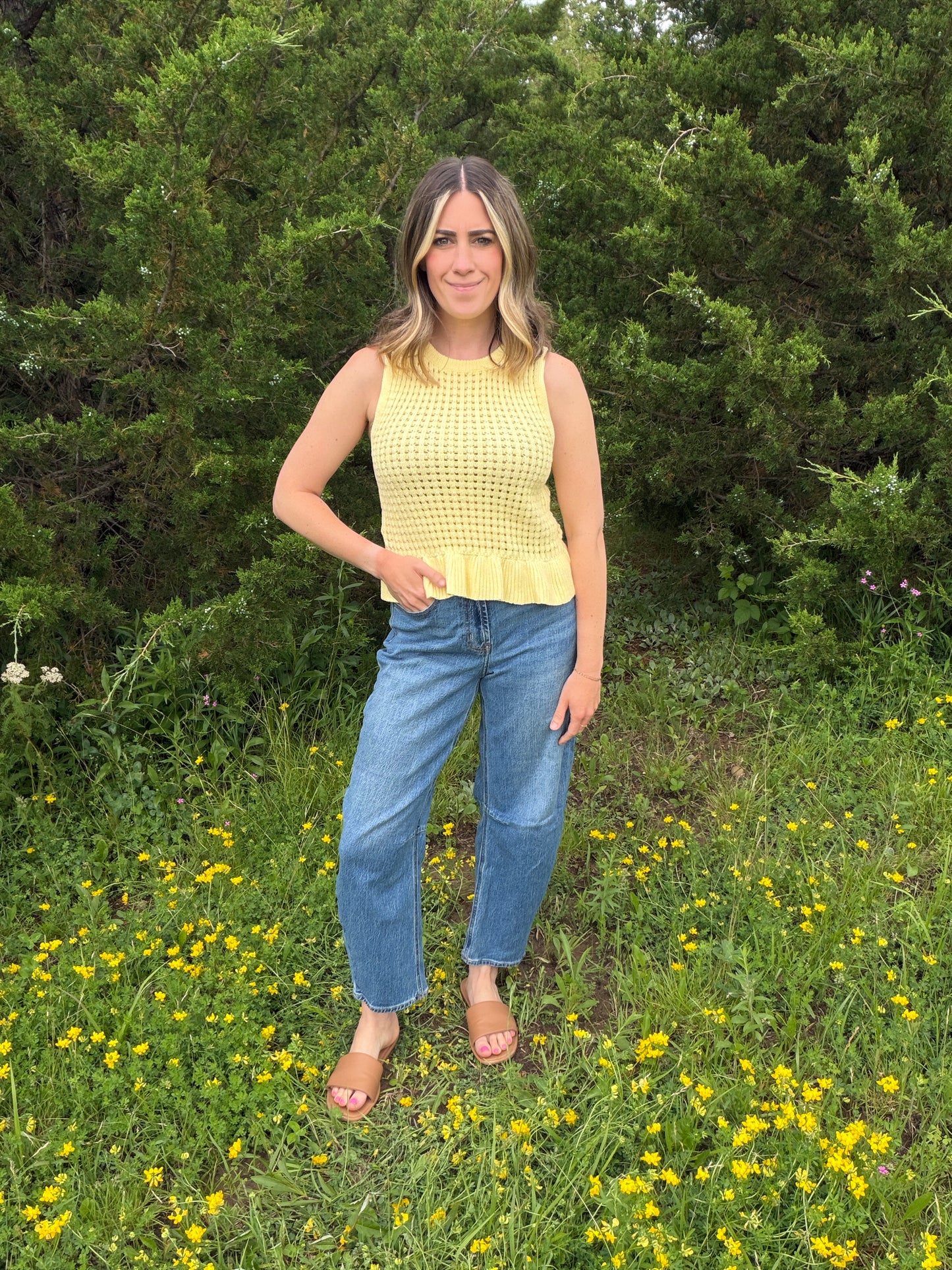 yellow peplum top