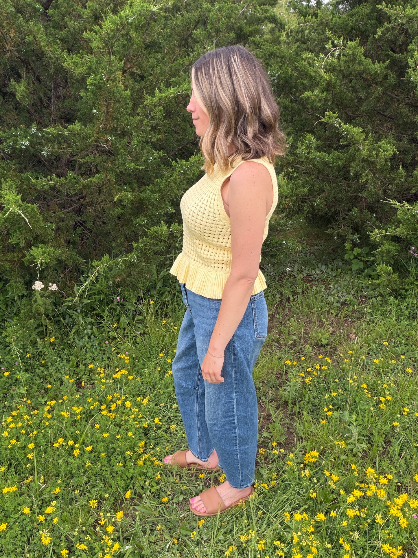 yellow peplum top