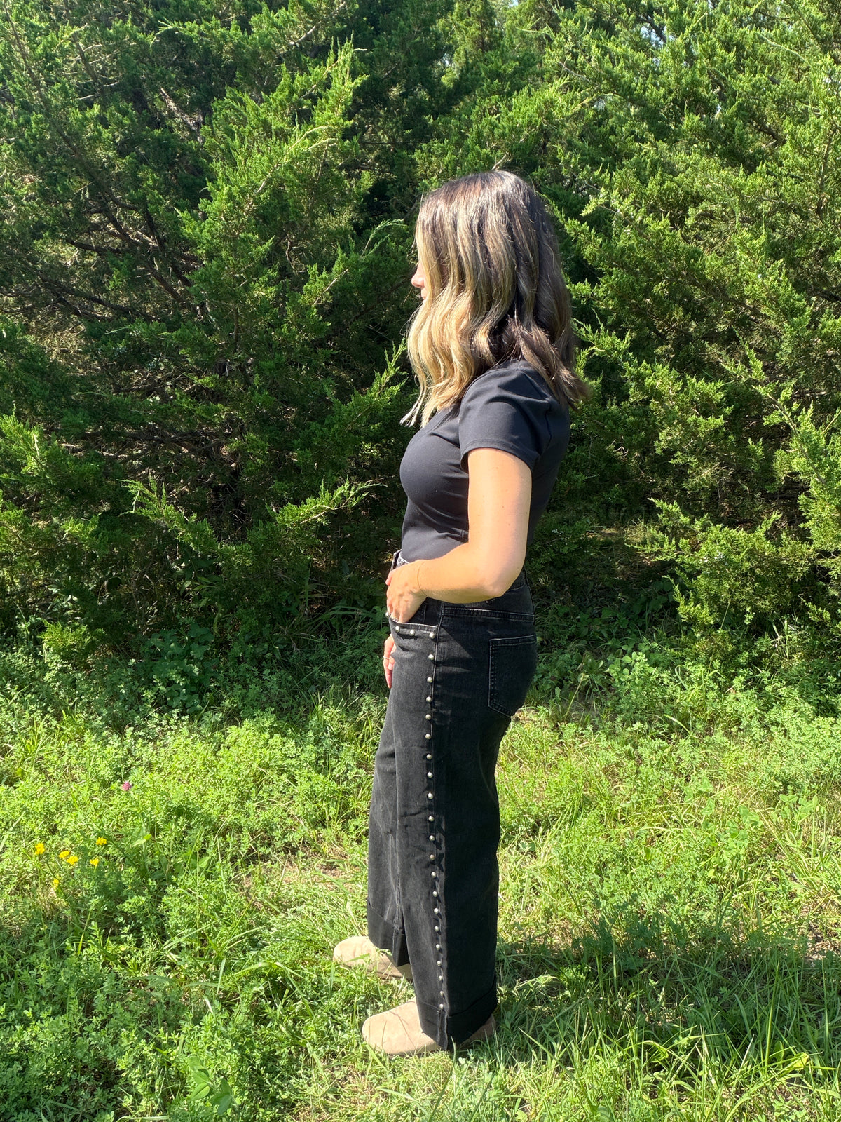 Black studded jean